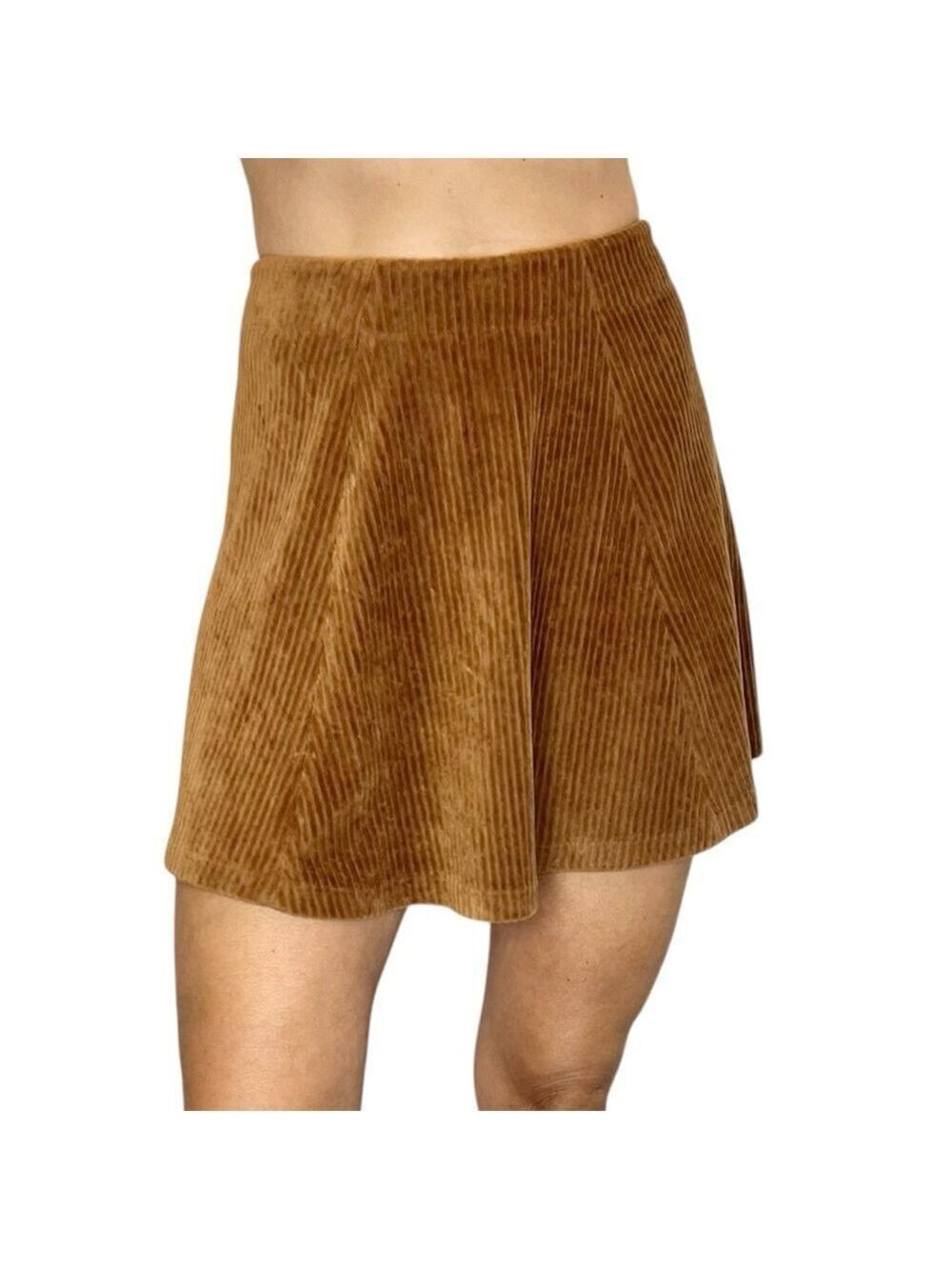 Simons TWIK warm chestnut brown corduroy short mini circle skirt XS